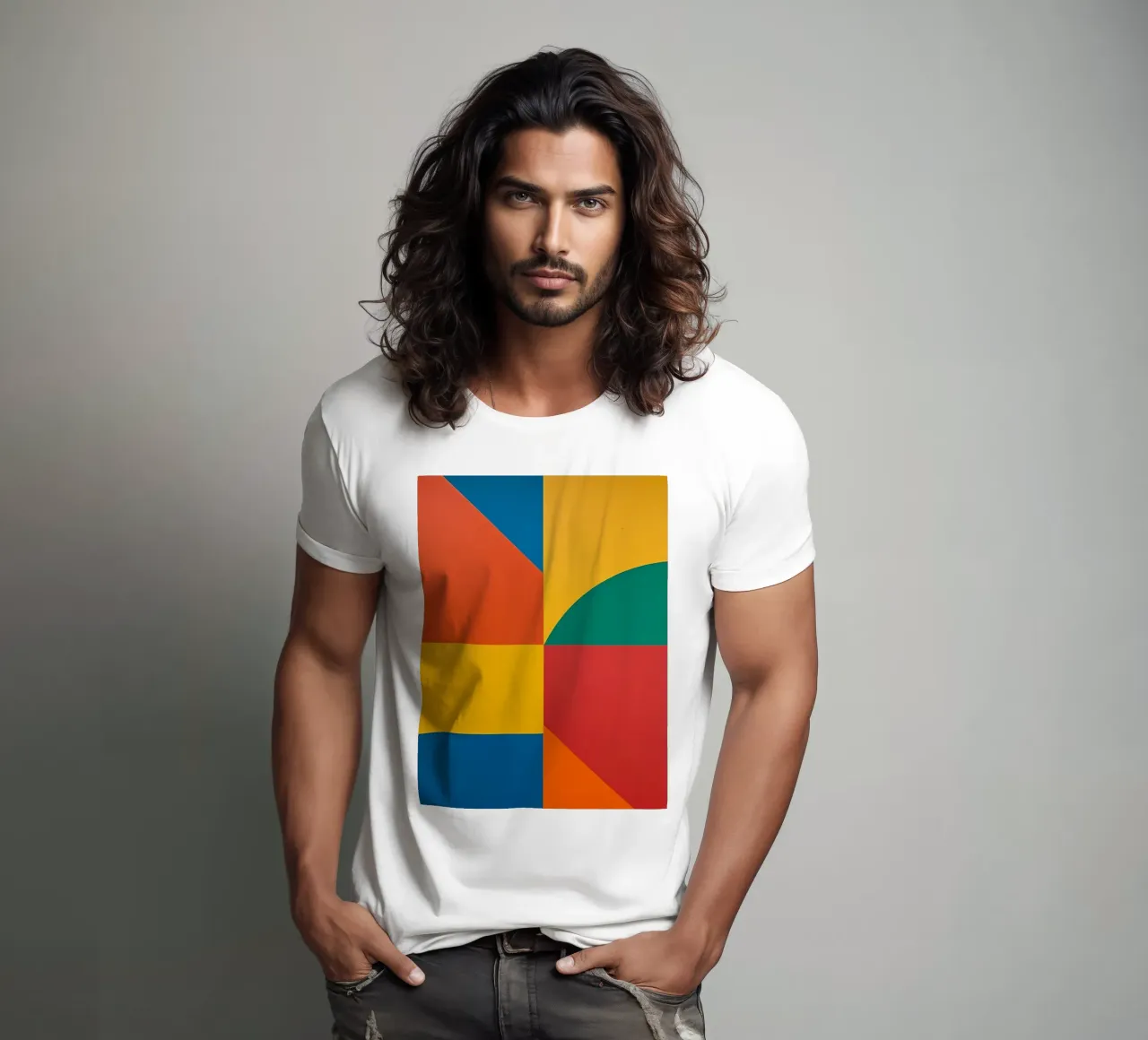 Composición geométrica abstracta con rectángulos de colores camiseta de DesignDoodle