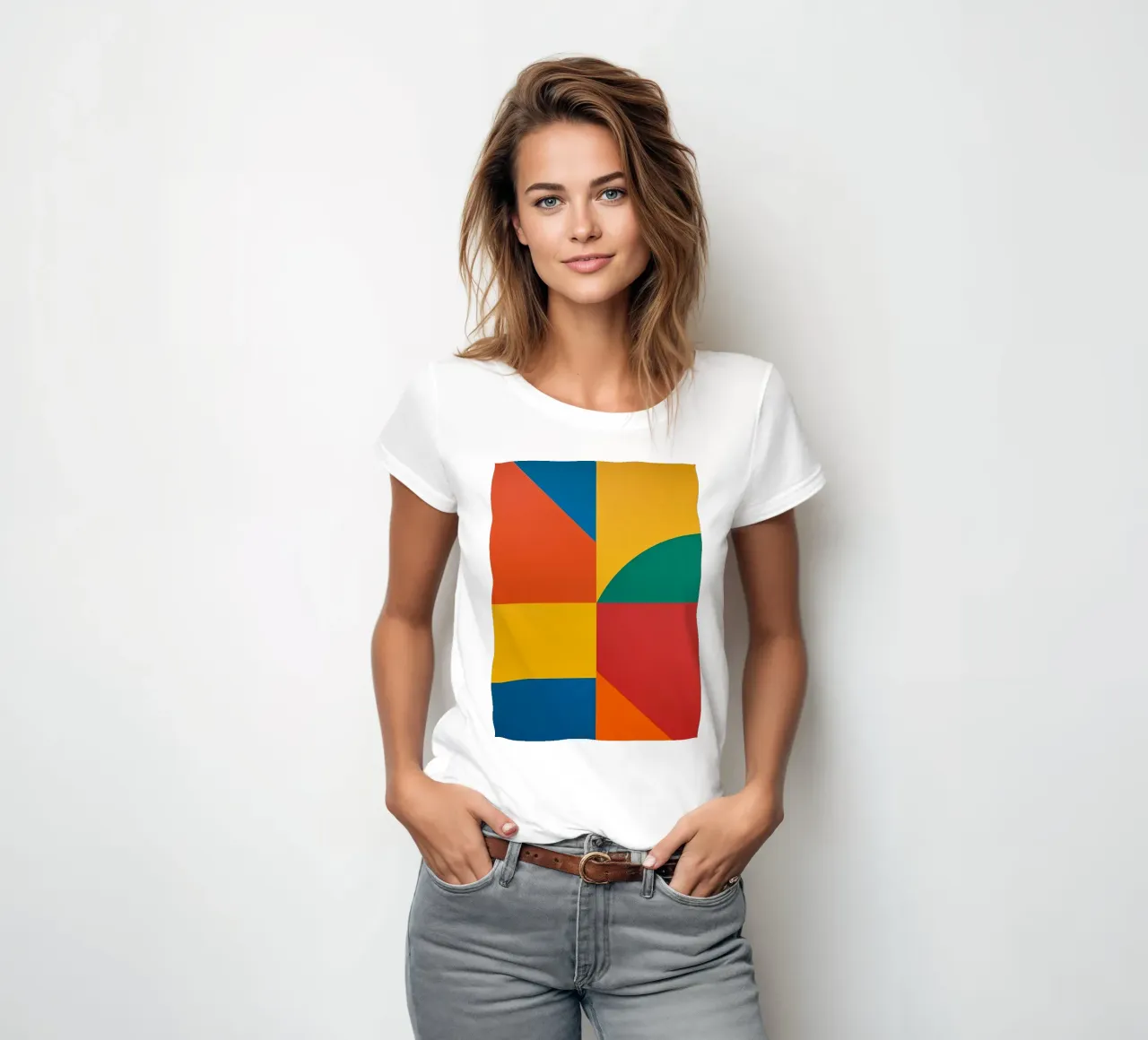 Composición geométrica abstracta con rectángulos de colores camiseta de mujer de DesignDoodle