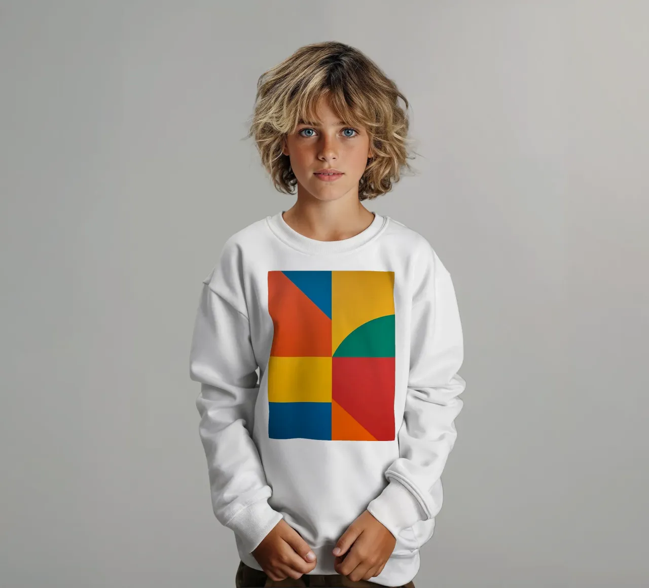 Composición geométrica abstracta con rectángulos de colores sudadera para niño de DesignDoodle