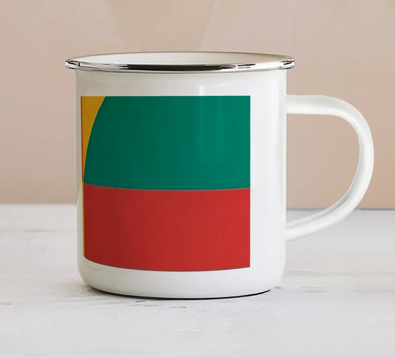 Composizione geometrica astratta con rettangoli colorati tazza in smalto da DesignDoodle