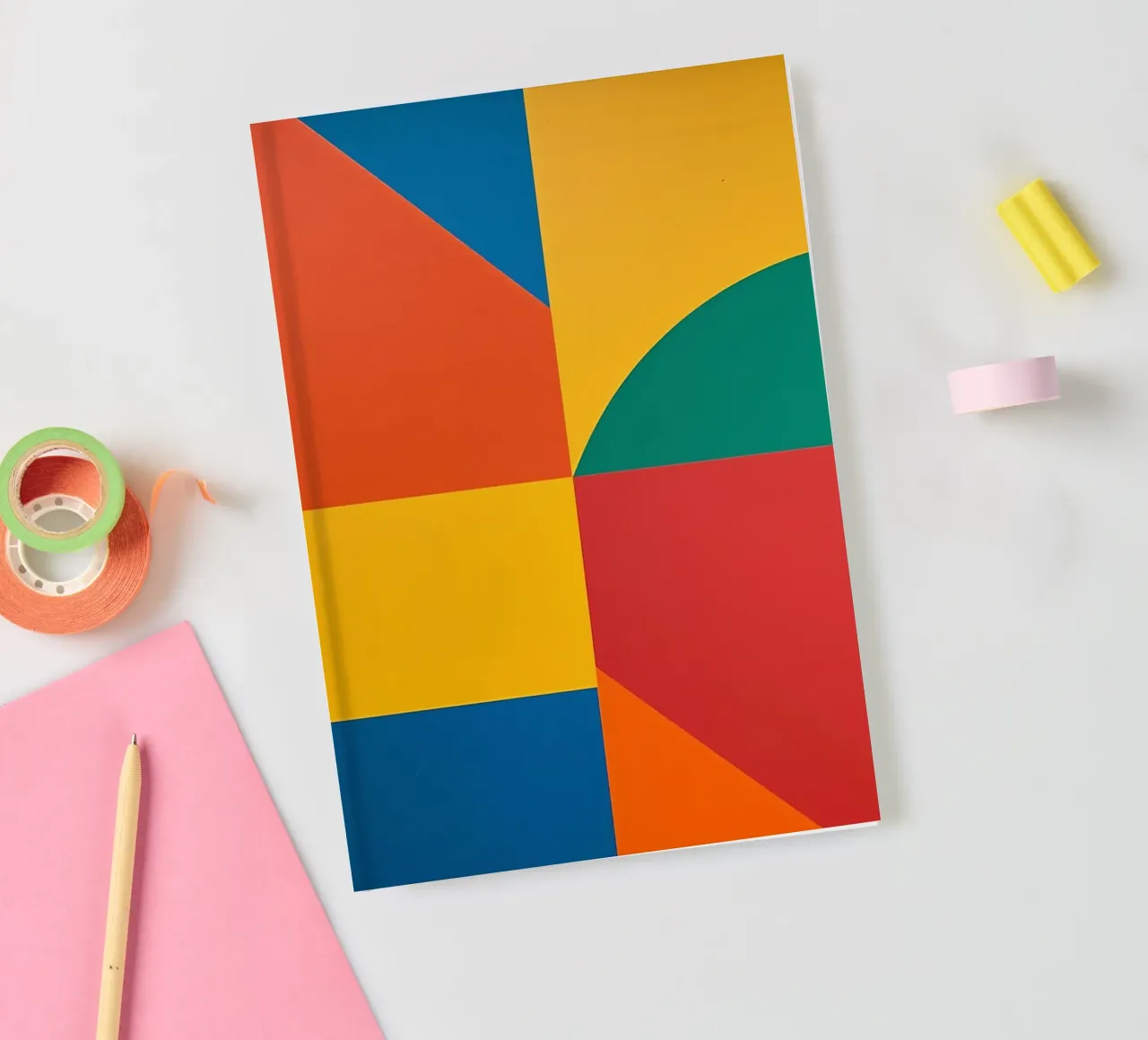 Abstract Geometric Composition with Colored Rectangles notebook by DesignDoodle
