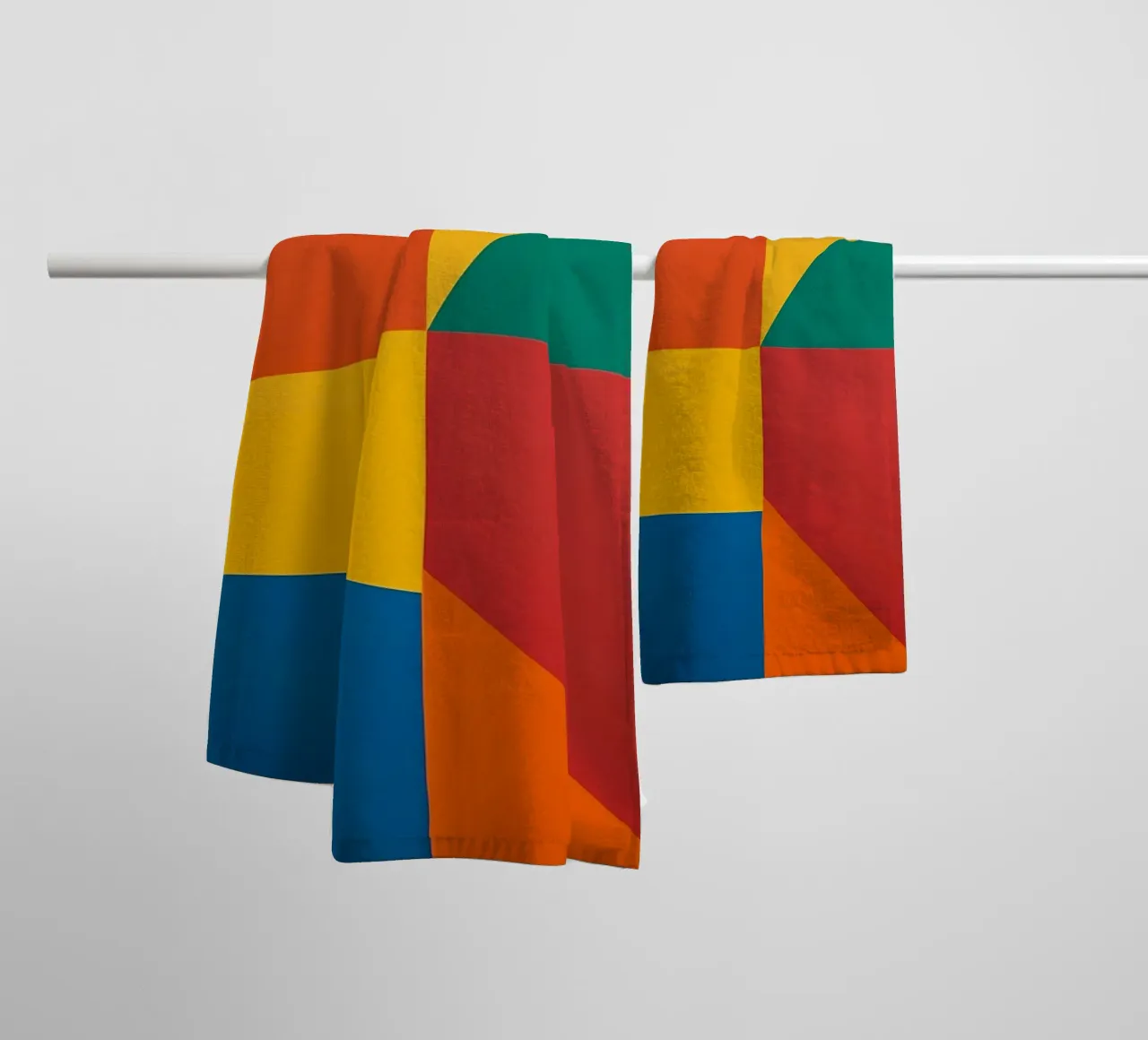 Abstract Geometric Composition with Colored Rectangles towel by DesignDoodle