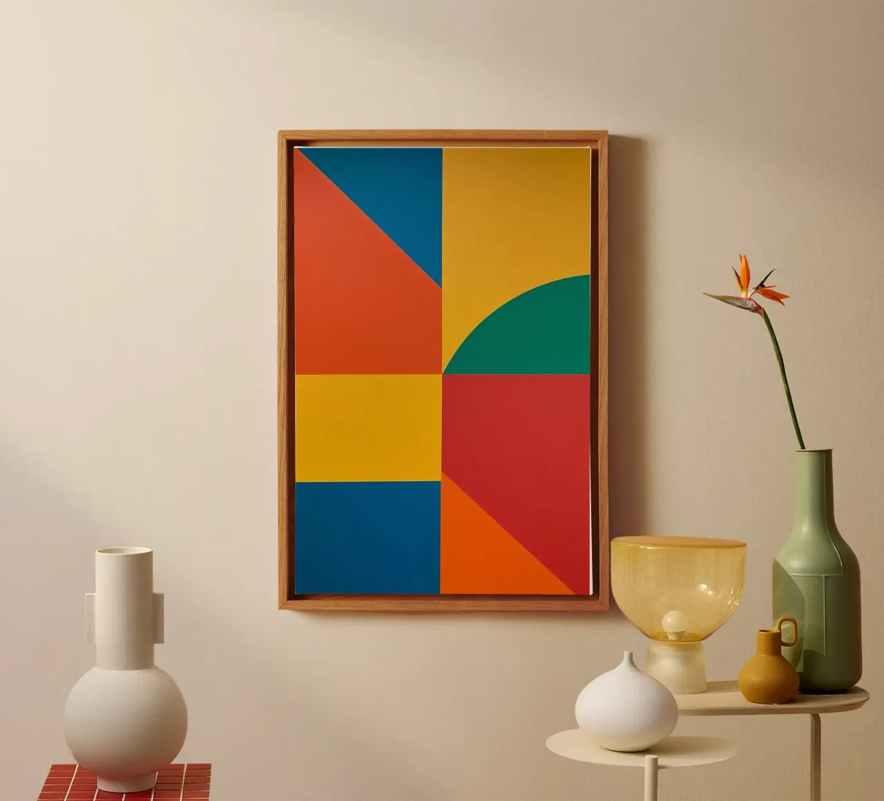 Composizione geometrica astratta con rettangoli colorati tela con Cornice a cassetta da DesignDoodle