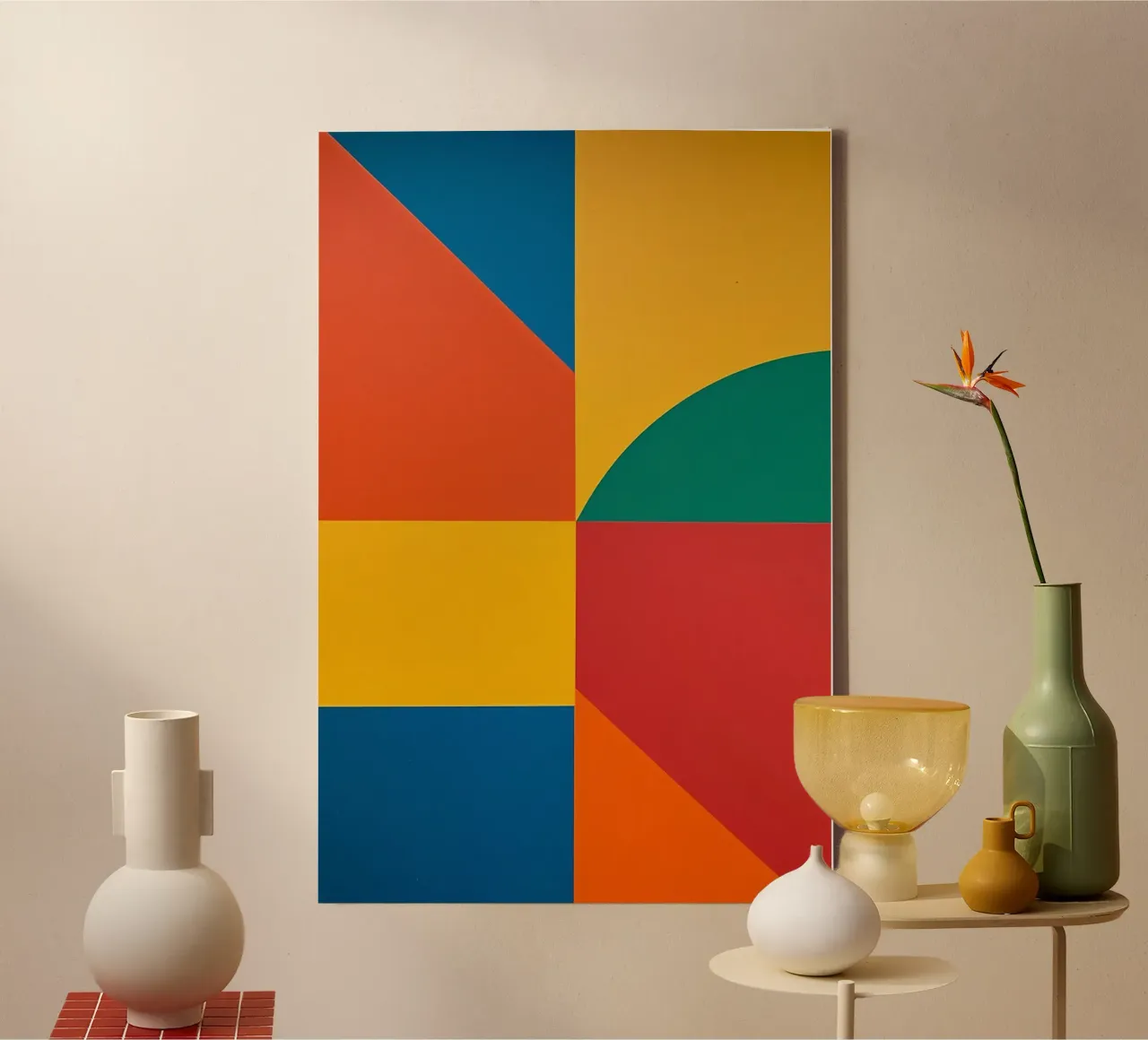 Composizione geometrica astratta con rettangoli colorati tela con Cornice a cassetta da DesignDoodle