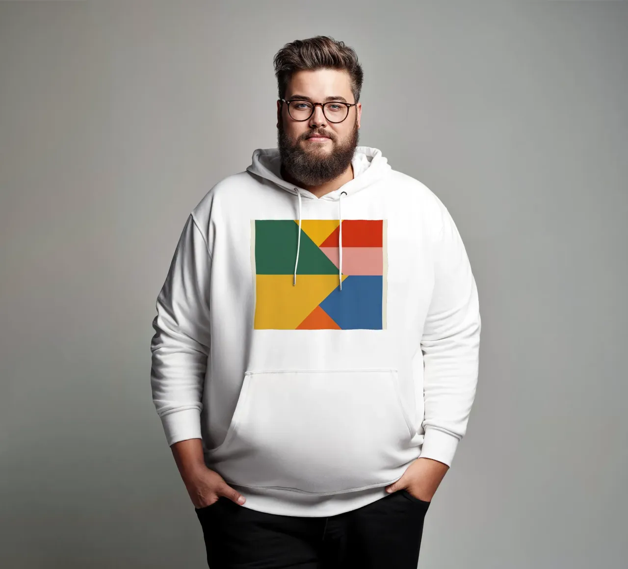 Composición geométrica abstracta con triángulos de colores sudadera con capucha de DesignDoodle