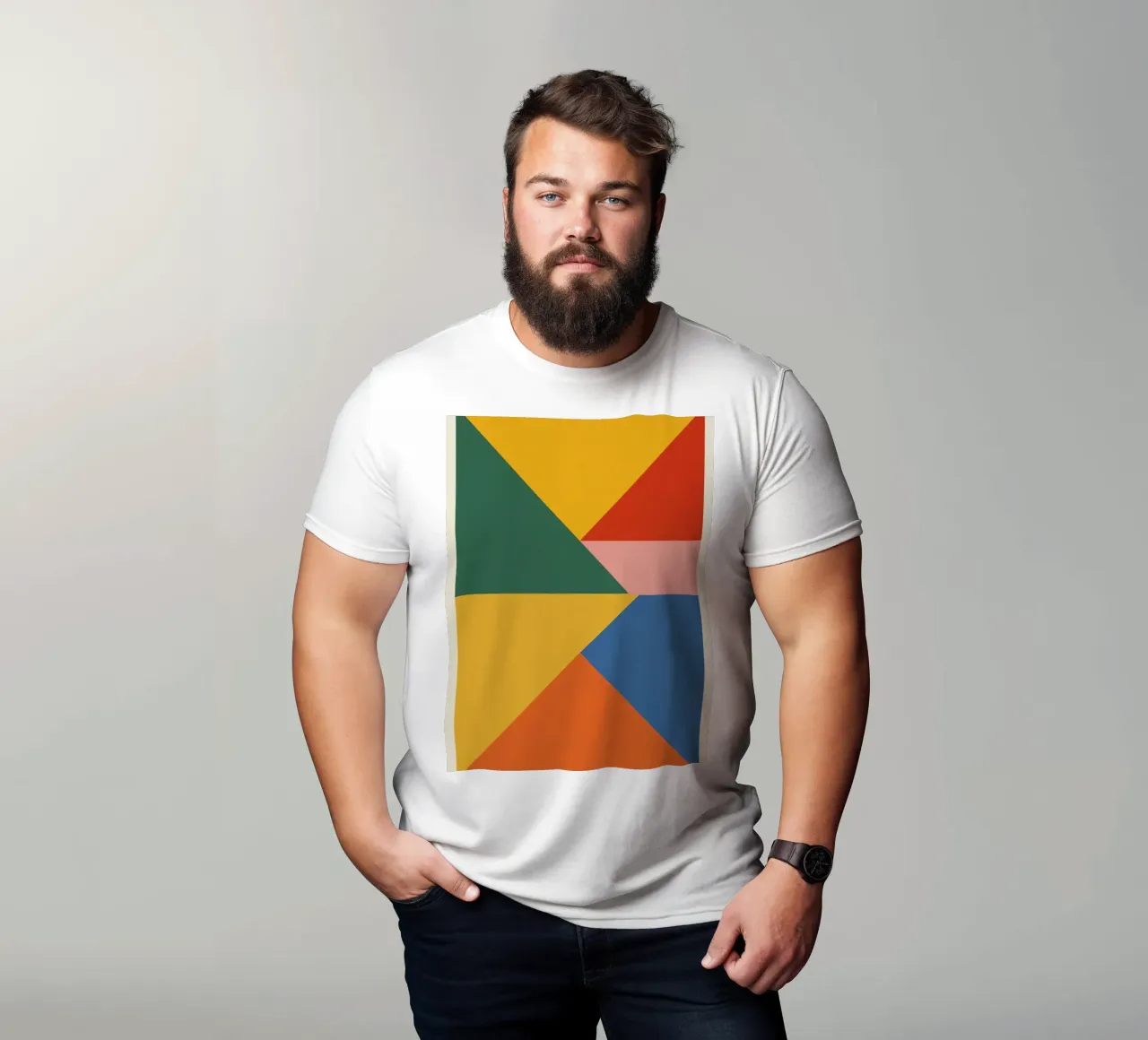 Composición geométrica abstracta con triángulos de colores camiseta de DesignDoodle