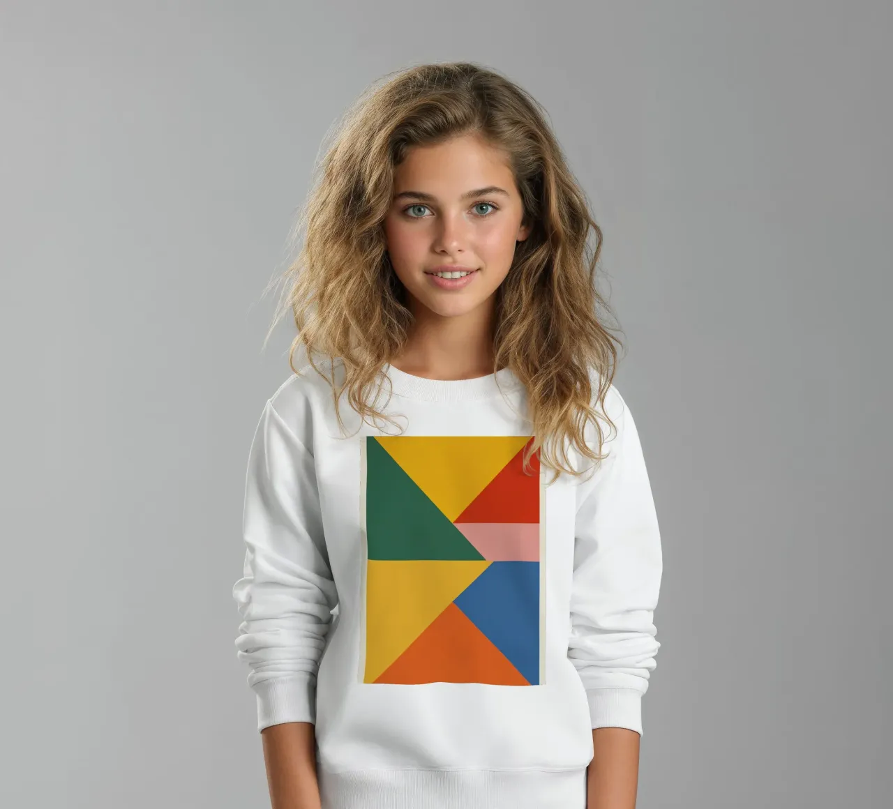 Composición geométrica abstracta con triángulos de colores sudadera para niño de DesignDoodle