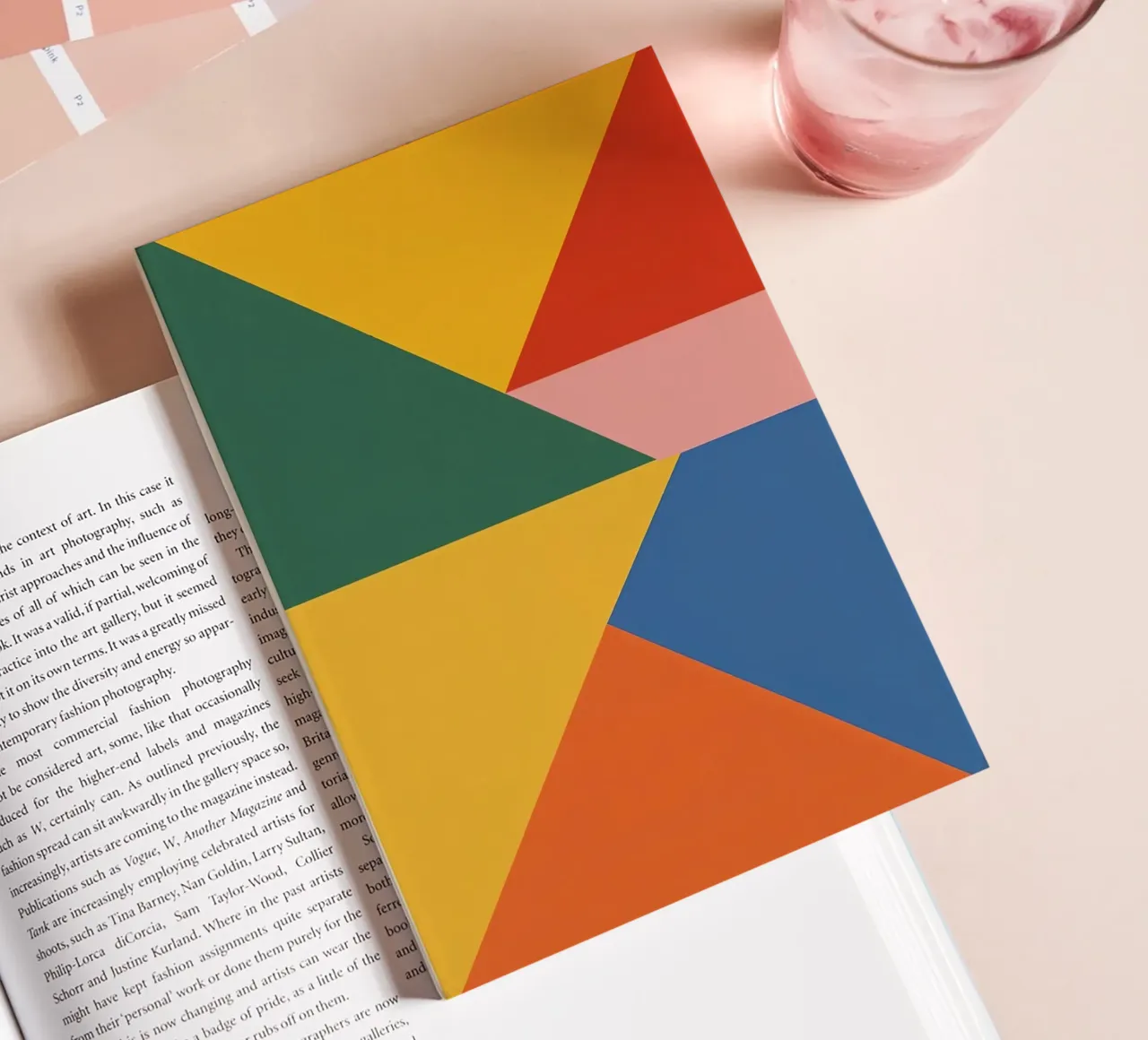 Abstract Geometric Composition with Colored Triangles notebook by DesignDoodle
