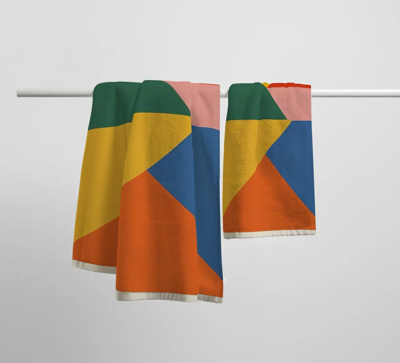 Abstract Geometric Composition with Colored Triangles towel by DesignDoodle