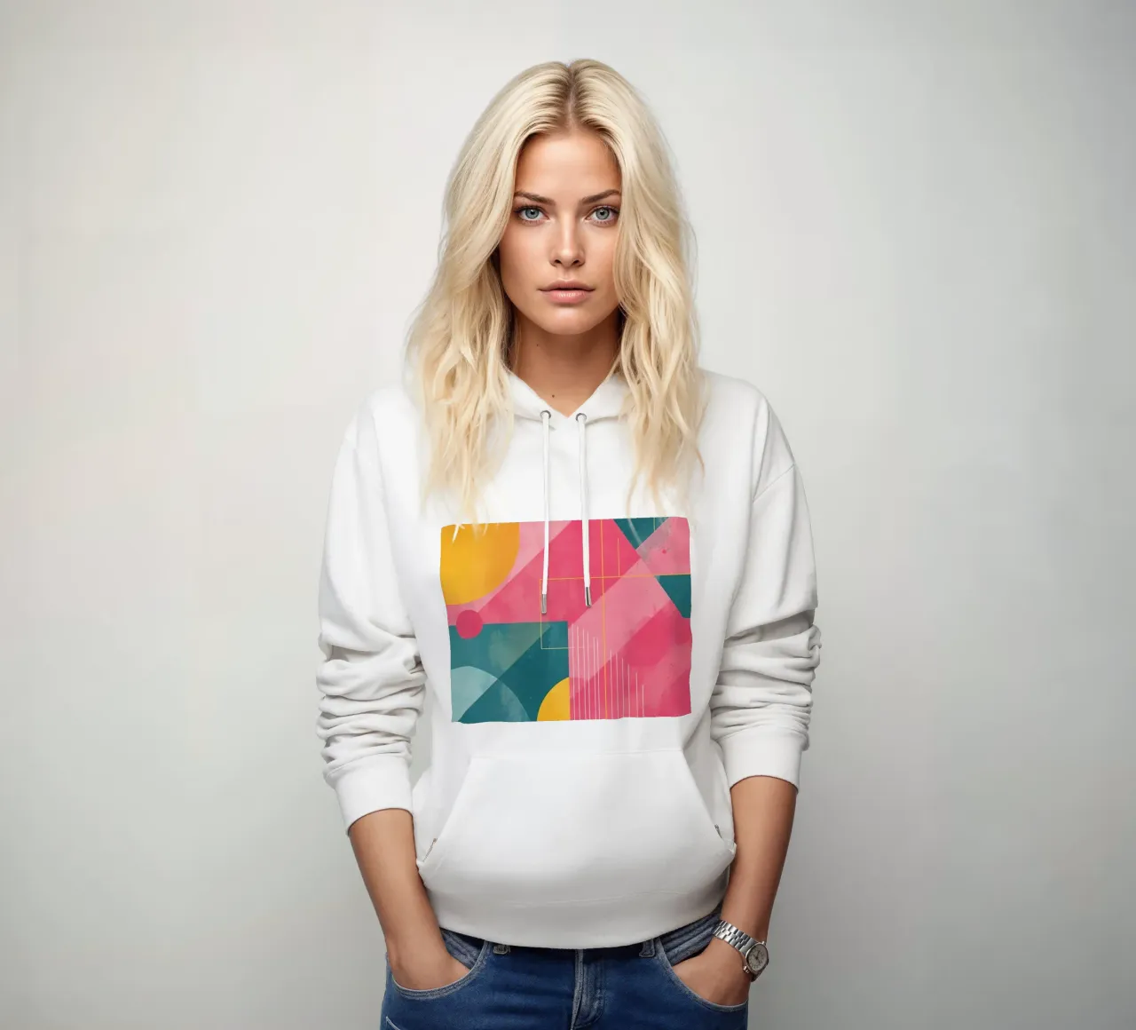 Composizione geometrica astratta con forme e linee felpa con cappuccio da DesignDoodle