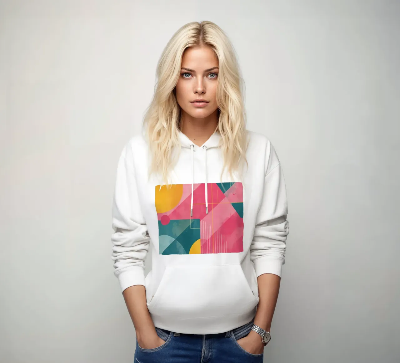 Composizione geometrica astratta con forme e linee felpa con cappuccio da DesignDoodle