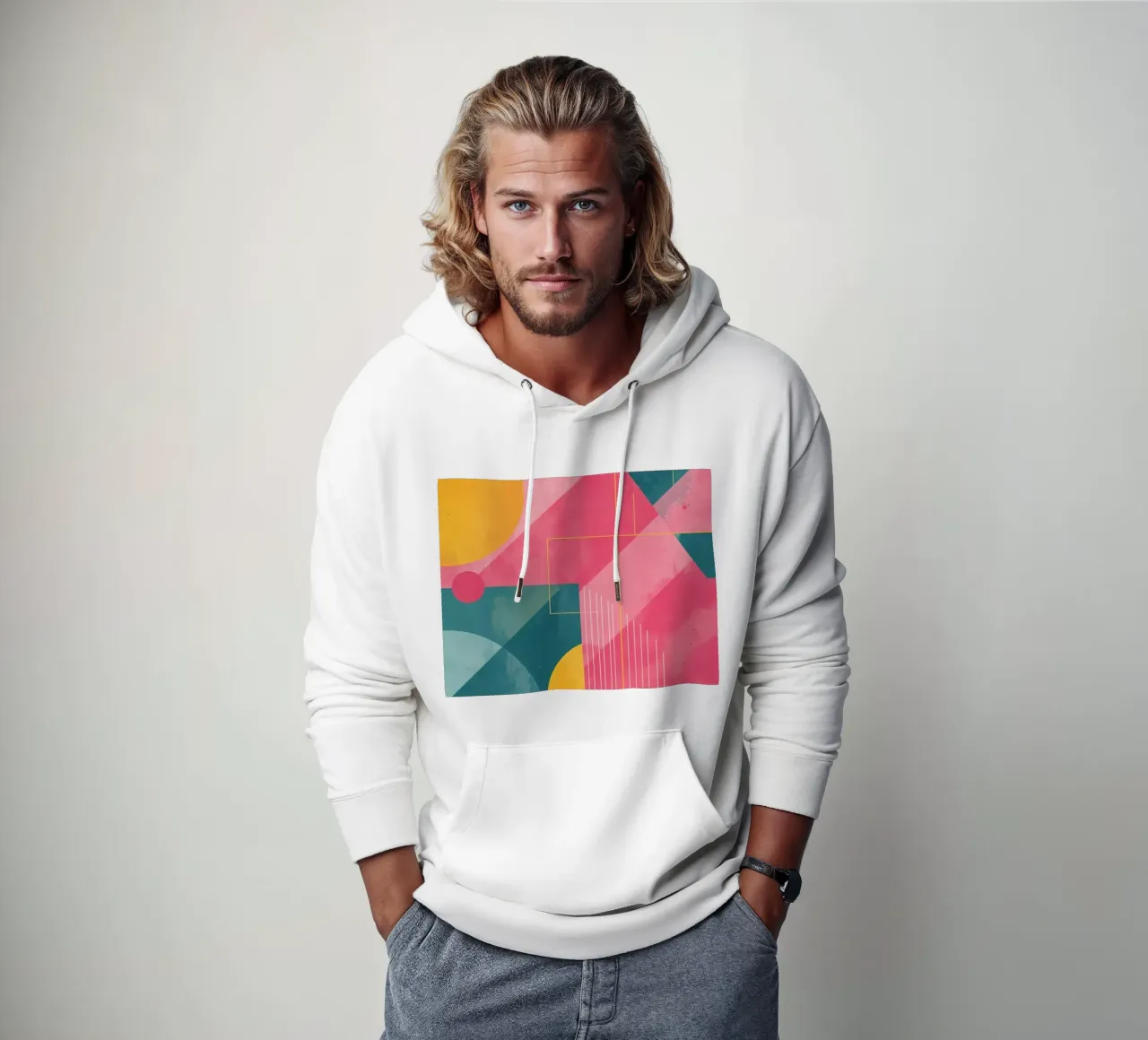 Composizione geometrica astratta con forme e linee felpa con cappuccio da DesignDoodle