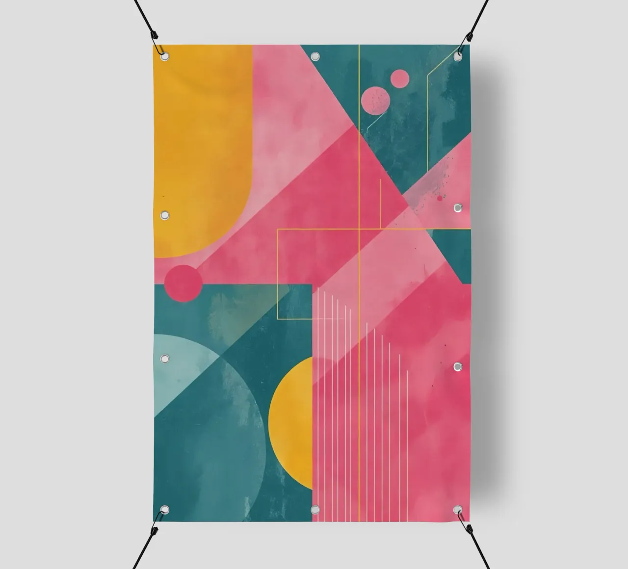 Composizione geometrica astratta con forme e linee telo in pvc da DesignDoodle