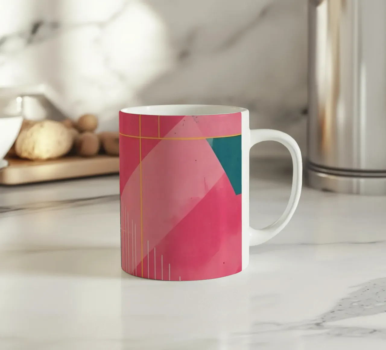 Composizione geometrica astratta con forme e linee tazza in ceramica da DesignDoodle