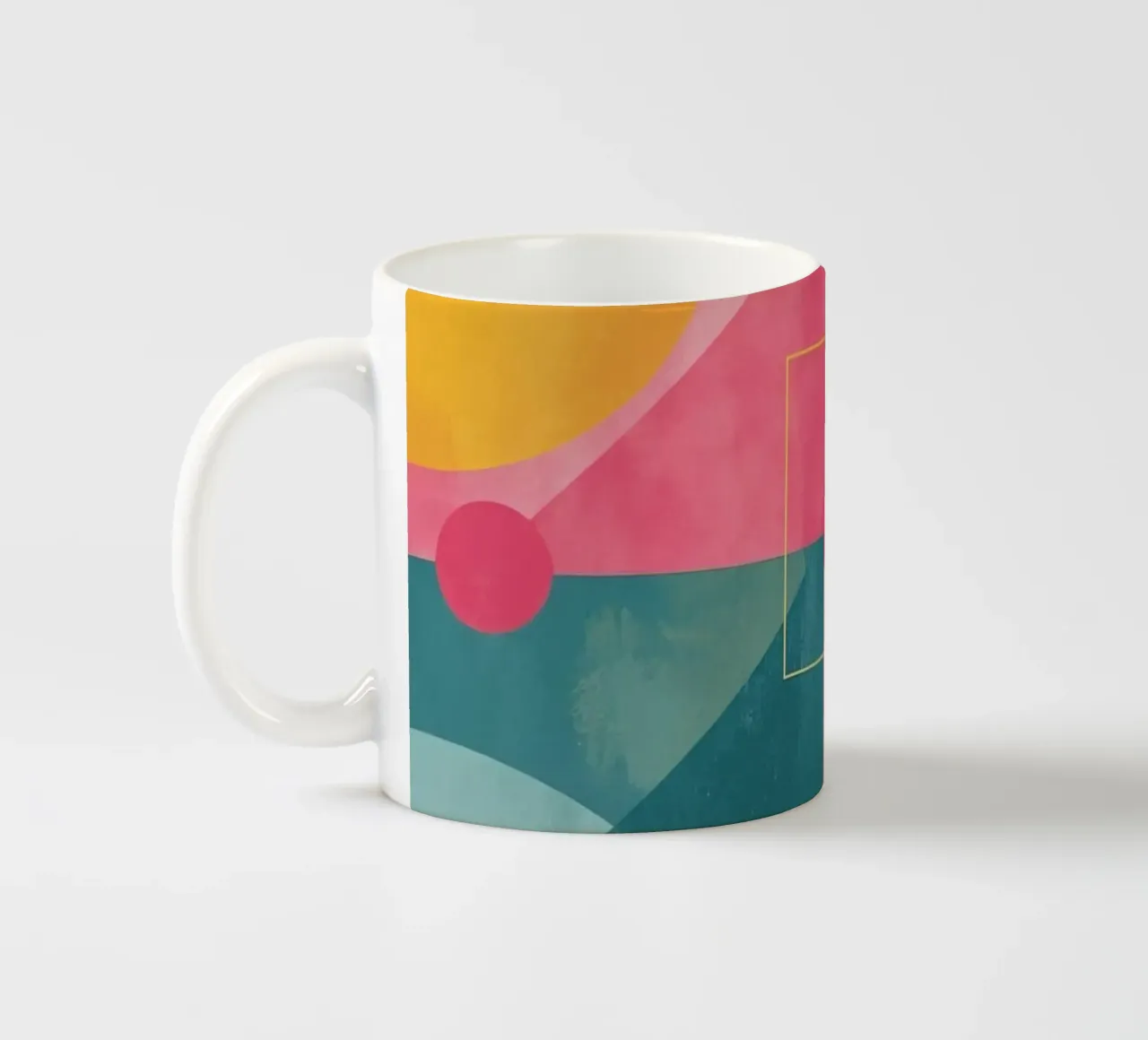Composizione geometrica astratta con forme e linee tazza in ceramica da DesignDoodle