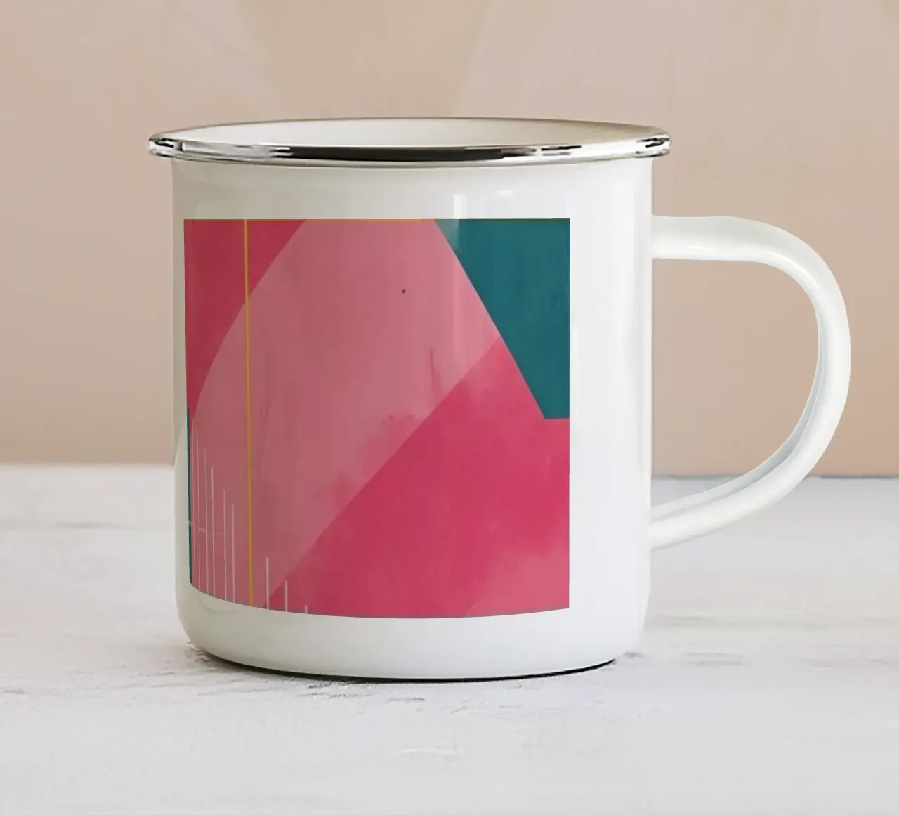 Composizione geometrica astratta con forme e linee tazza in smalto da DesignDoodle
