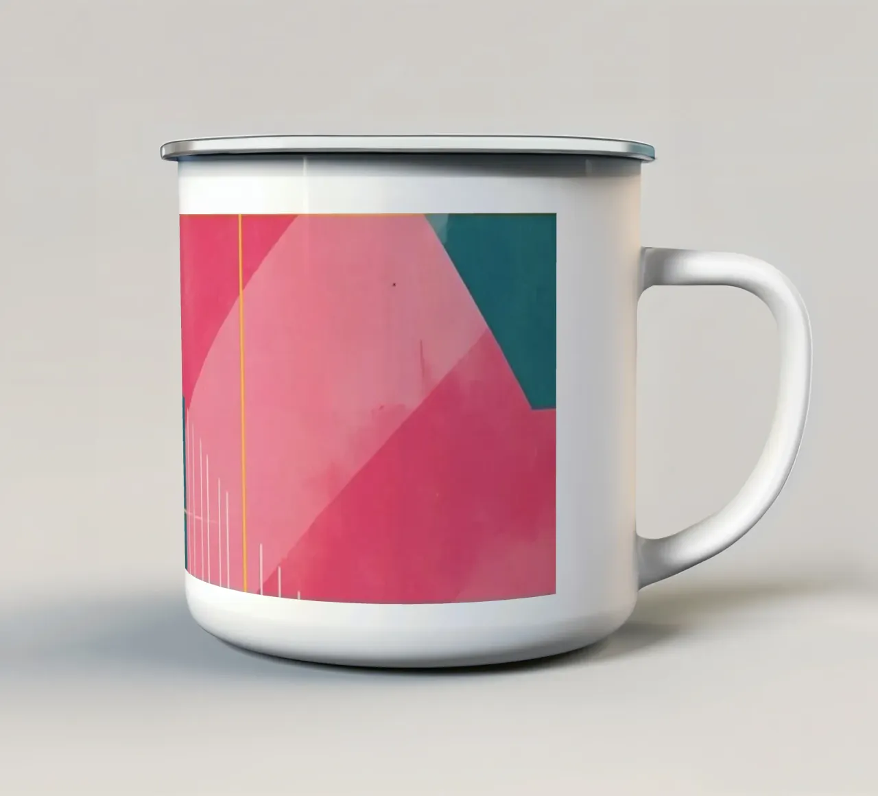 Composizione geometrica astratta con forme e linee tazza in smalto da DesignDoodle