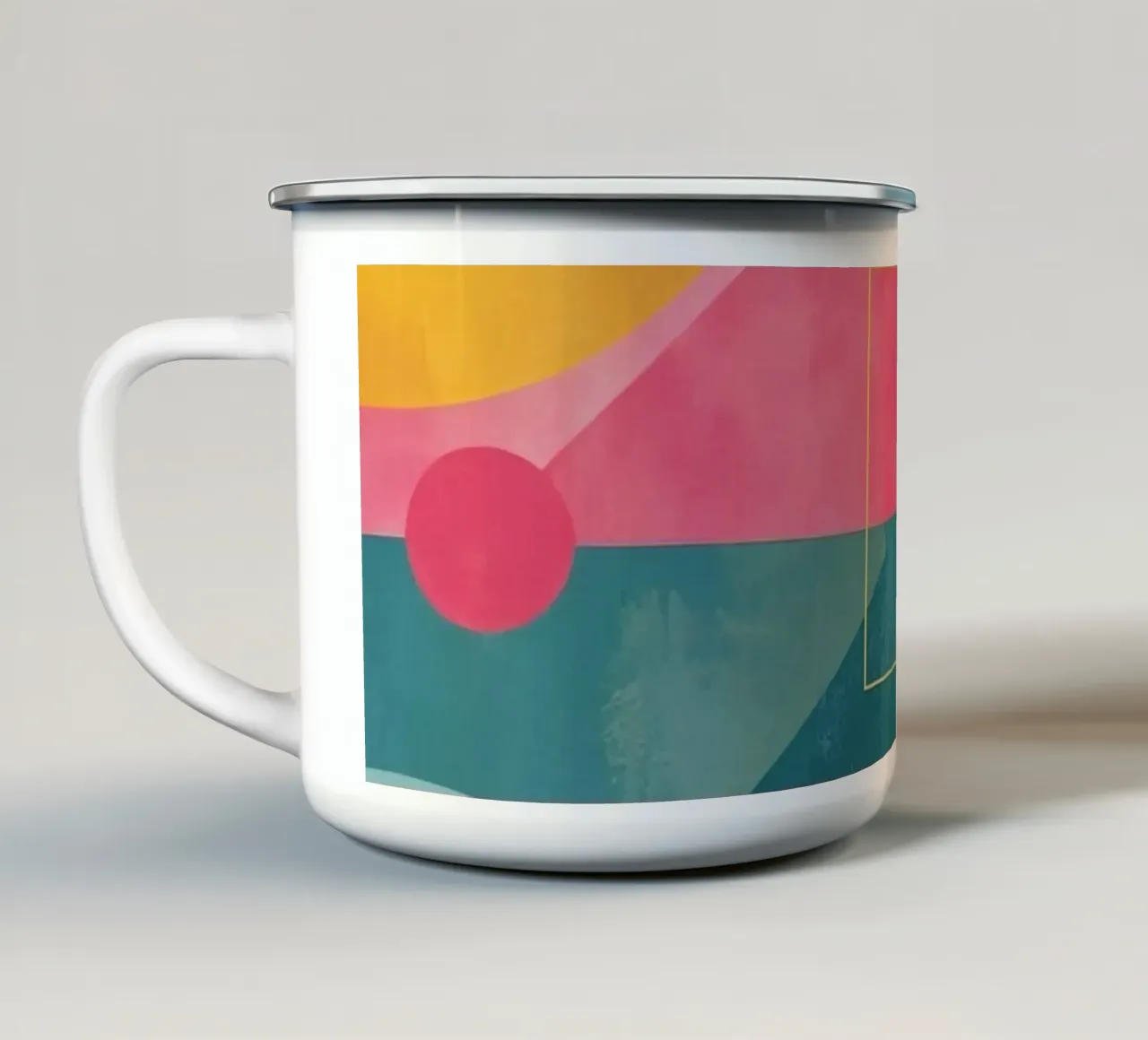 Composizione geometrica astratta con forme e linee tazza in smalto da DesignDoodle