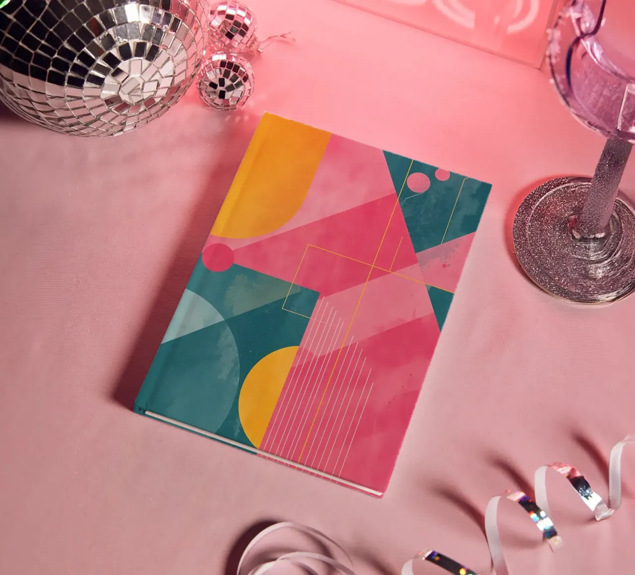 Abstract Geometric Composition with Shapes and Lines notebook by DesignDoodle
