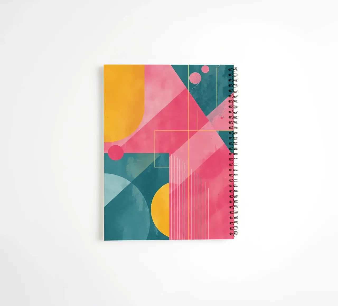 Abstract Geometric Composition with Shapes and Lines spiral notebook by DesignDoodle