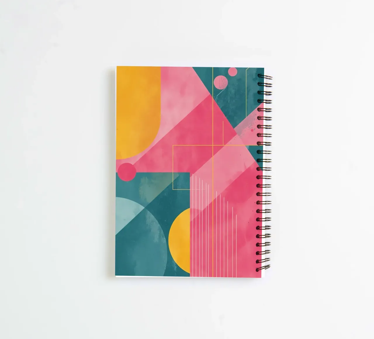 Abstract Geometric Composition with Shapes and Lines spiral notebook by DesignDoodle