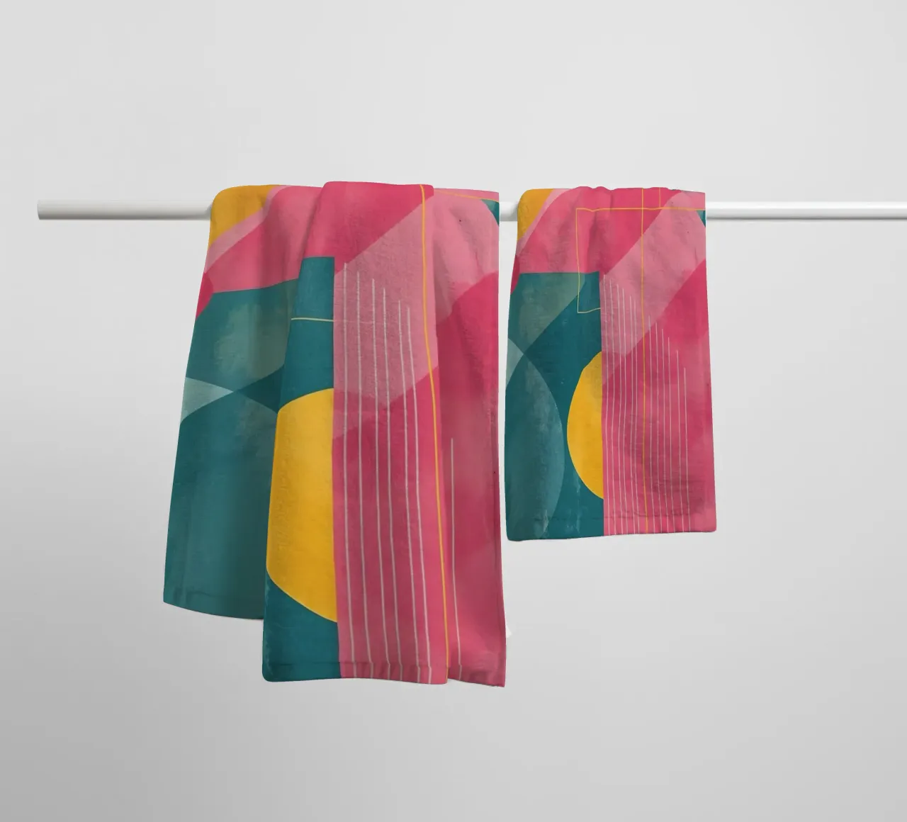 Abstract Geometric Composition with Shapes and Lines towel by DesignDoodle
