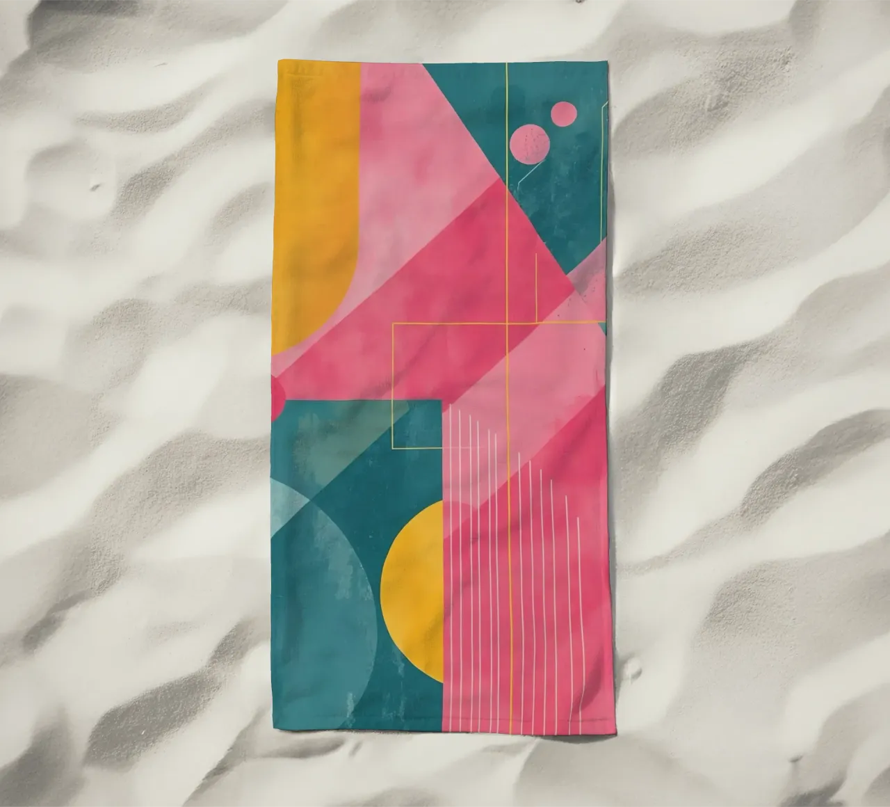 Composizione geometrica astratta con forme e linee telo mare da DesignDoodle