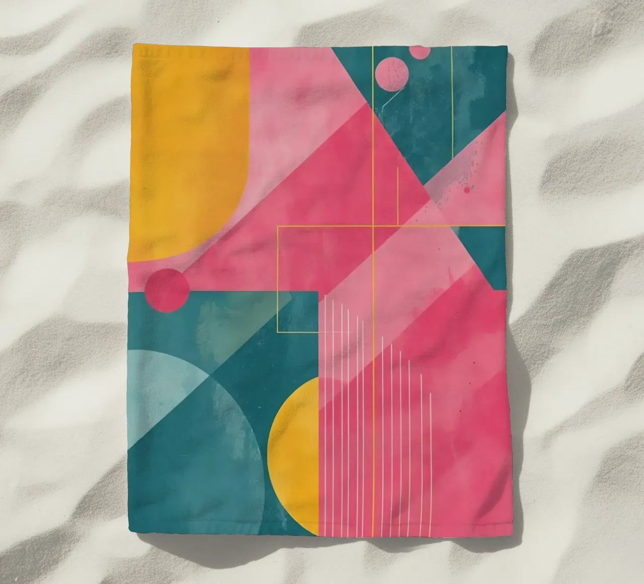 Composizione geometrica astratta con forme e linee telo mare da DesignDoodle