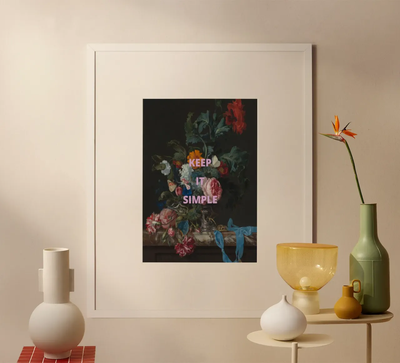Keep It Simple Floral Still Life poster con telaio in alluminio da WORD & WONDER