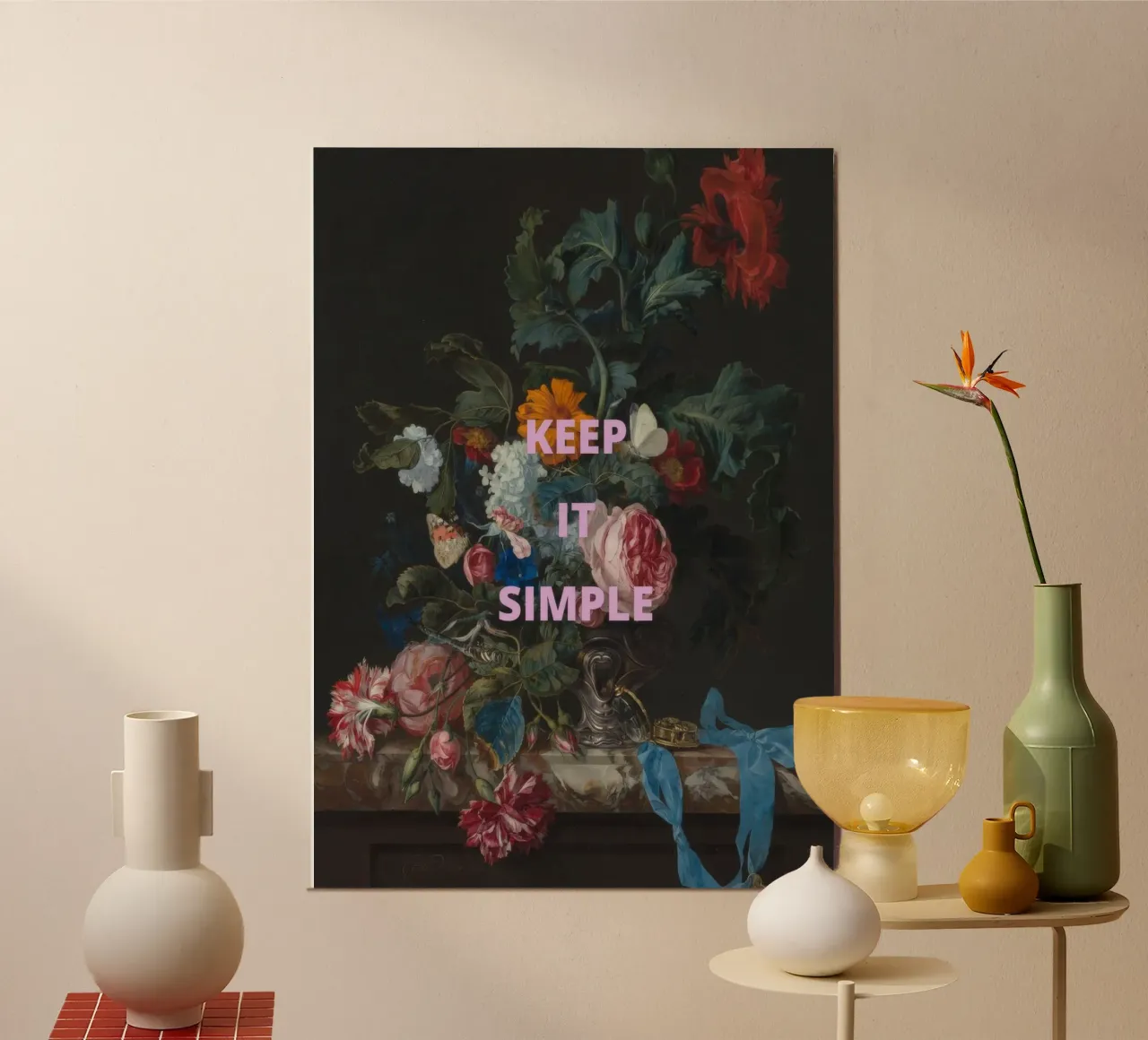 Keep It Simple Floral Still Life poster con telaio in alluminio da WORD & WONDER