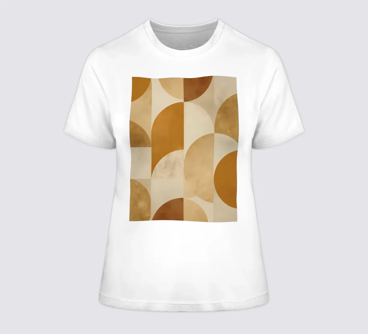 Abstract Geometric Pattern with Circles and Squares in Earth women's fitted t-shirt by DesignDoodle