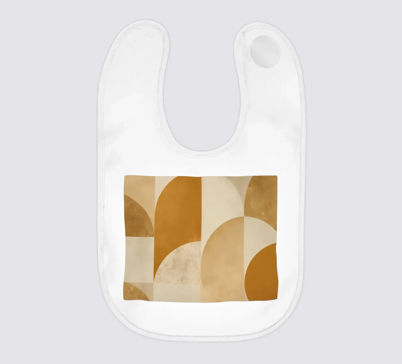 Abstract Geometric Pattern with Circles and Squares in Earth baby bib by DesignDoodle