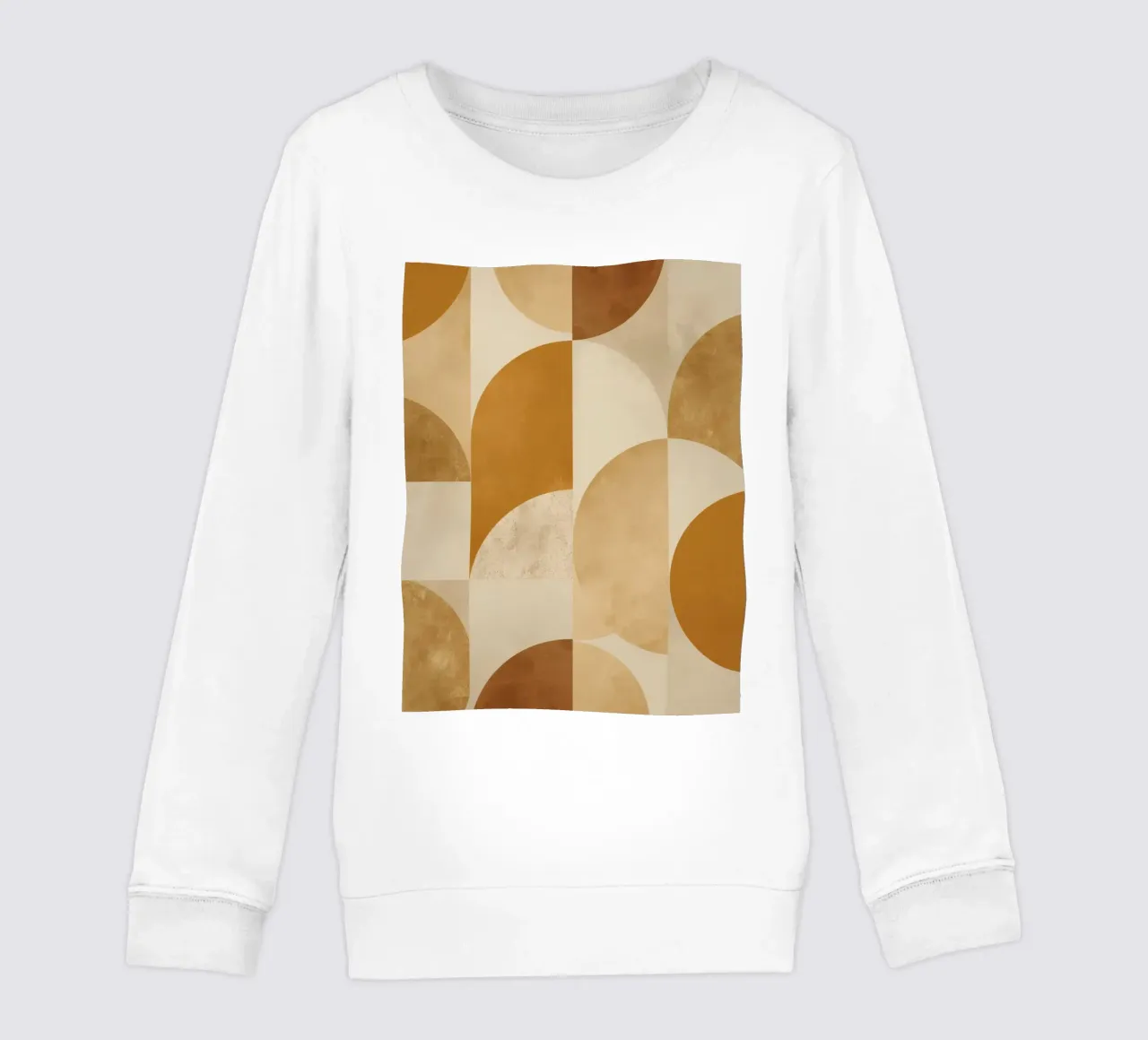 Abstract Geometric Pattern with Circles and Squares in Earth kids sweatshirt by DesignDoodle