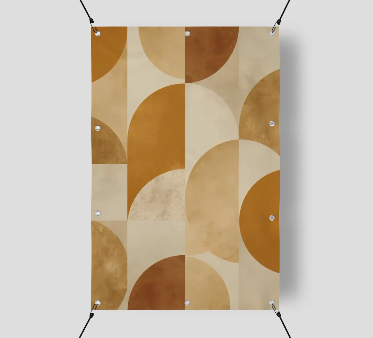 Abstract Geometric Pattern with Circles and Squares in Earth pvc cover by DesignDoodle