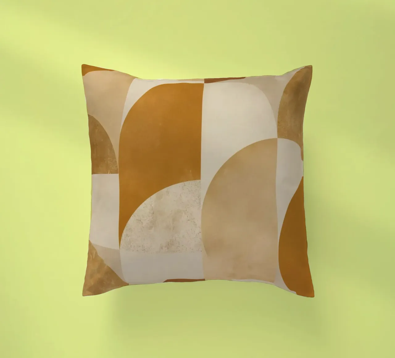Abstract Geometric Pattern with Circles and Squares in Earth decorative cushion by DesignDoodle