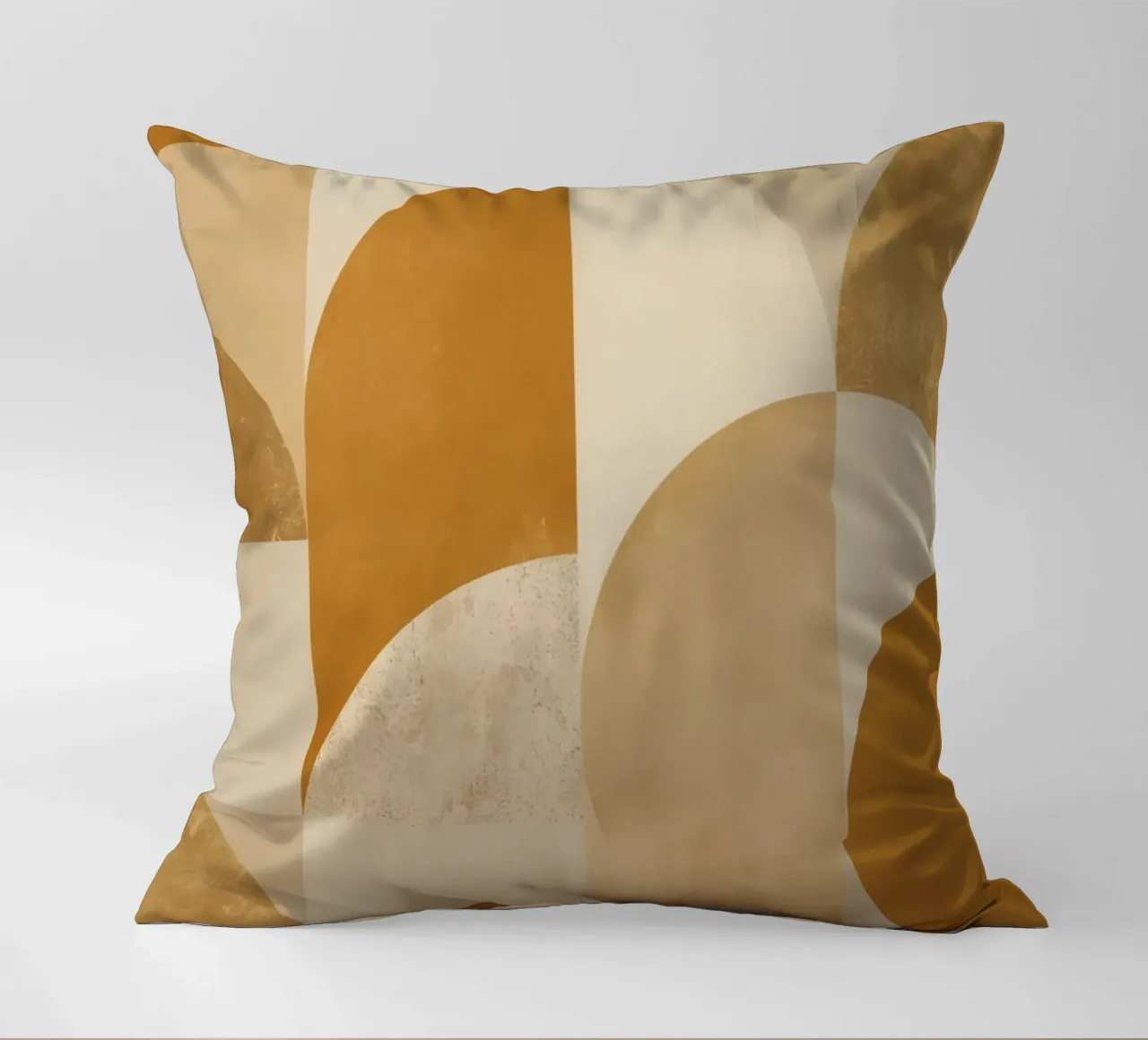 Abstract Geometric Pattern with Circles and Squares in Earth decorative cushion by DesignDoodle