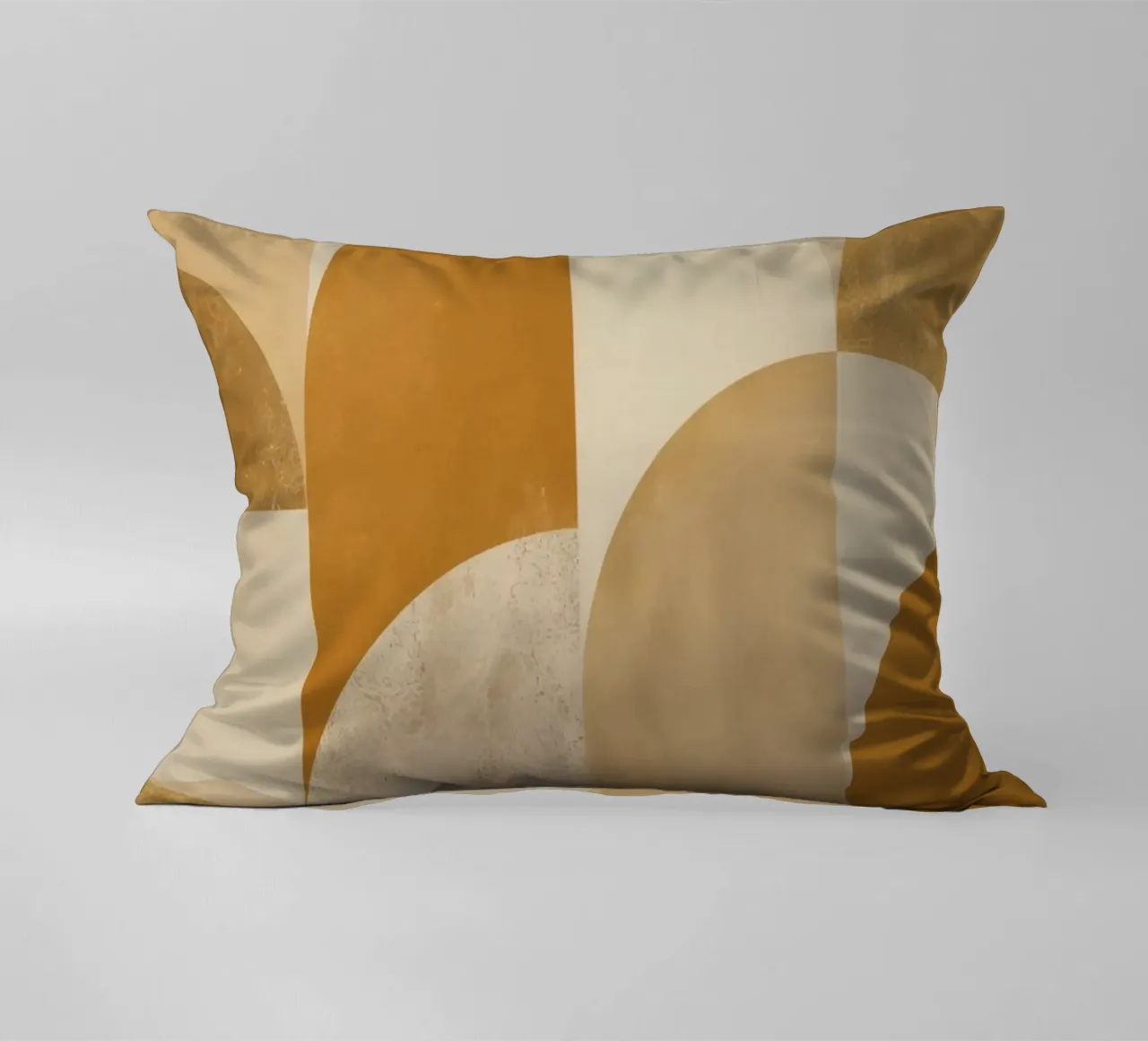 Abstract Geometric Pattern with Circles and Squares in Earth decorative cushion by DesignDoodle