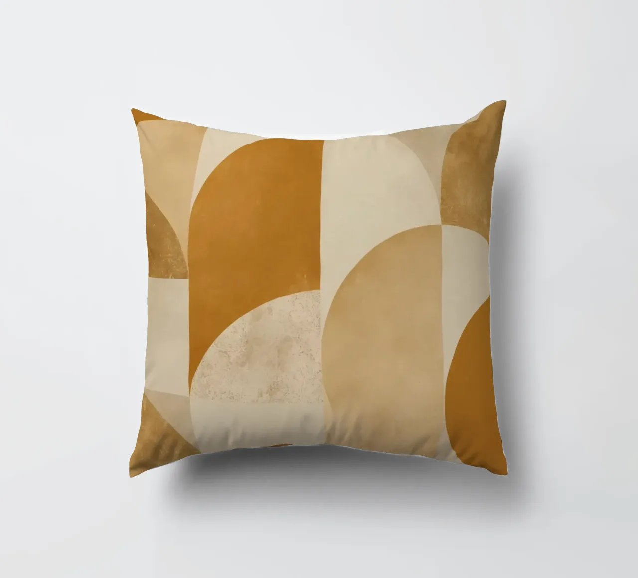 Abstract Geometric Pattern with Circles and Squares in Earth decorative cushion by DesignDoodle