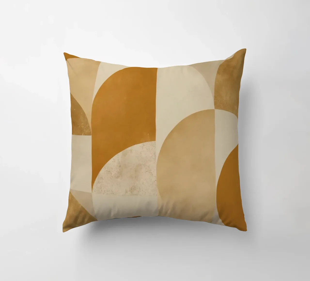 Abstract Geometric Pattern with Circles and Squares in Earth decorative cushion by DesignDoodle