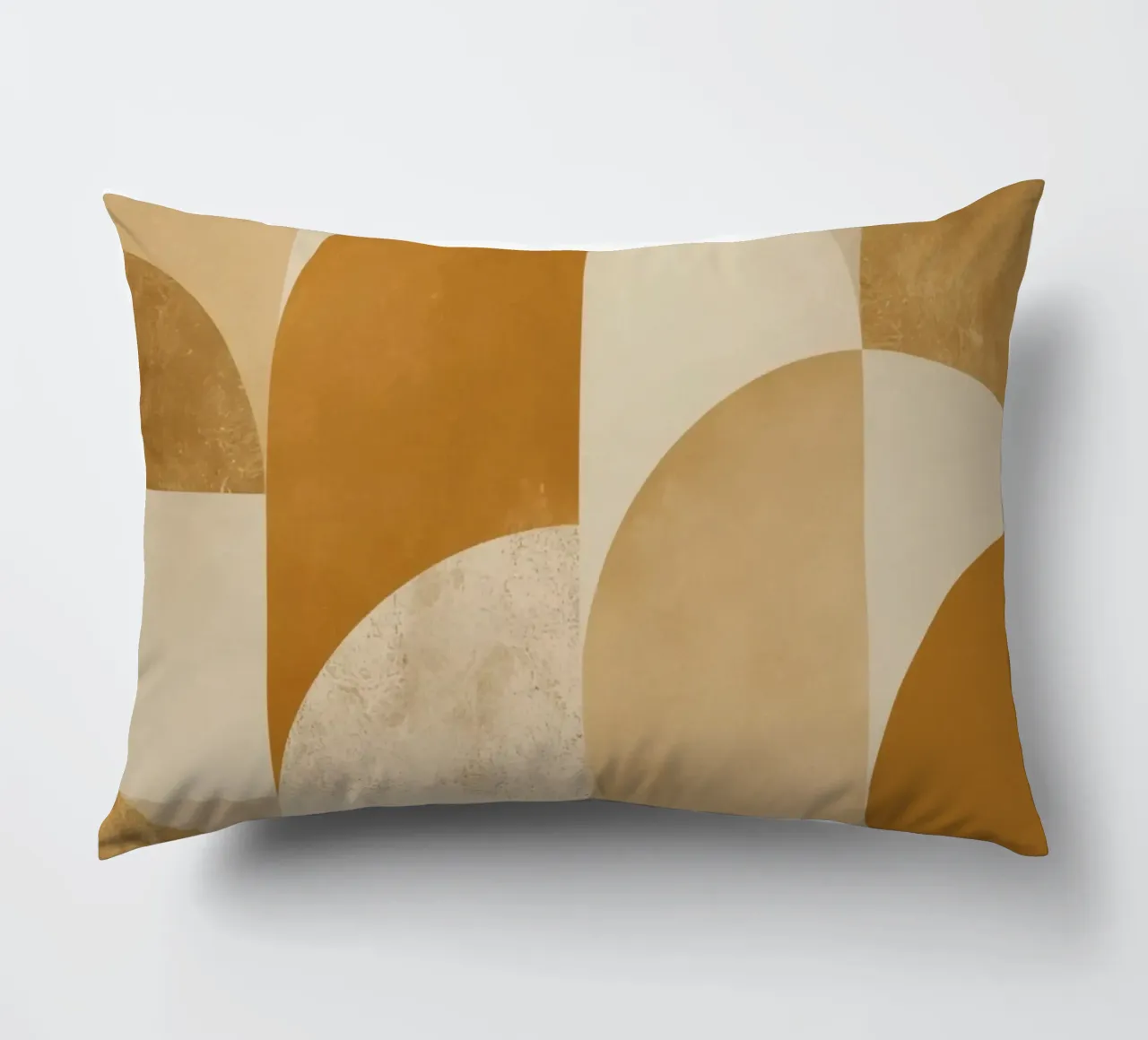 Abstract Geometric Pattern with Circles and Squares in Earth decorative cushion by DesignDoodle