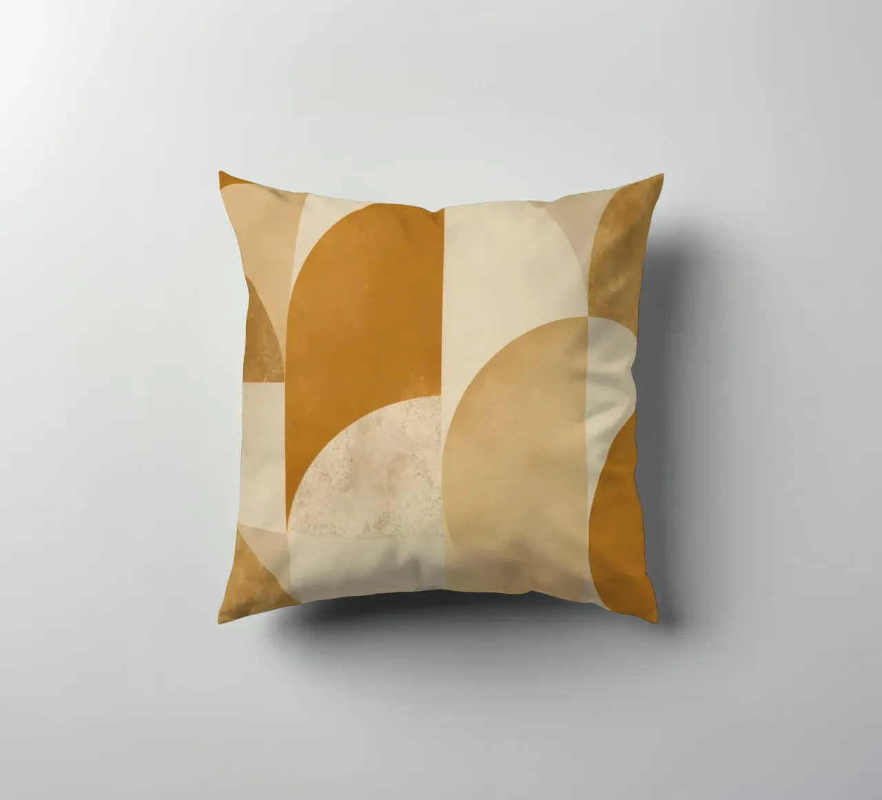 Abstract Geometric Pattern with Circles and Squares in Earth decorative cushion by DesignDoodle