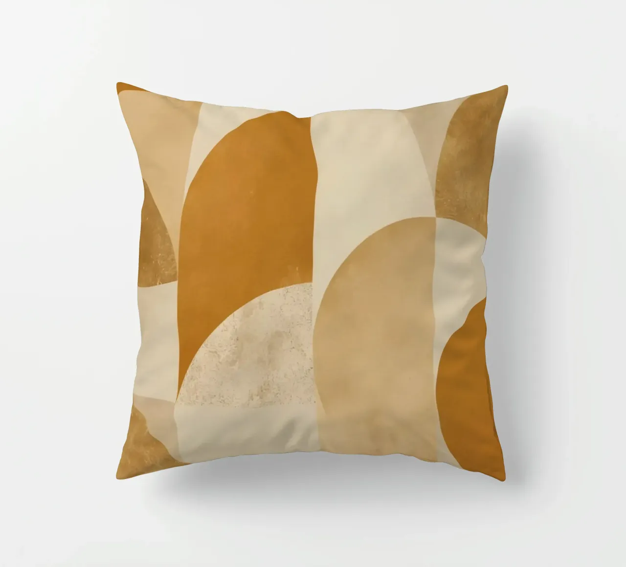 Abstract Geometric Pattern with Circles and Squares in Earth decorative cushion by DesignDoodle
