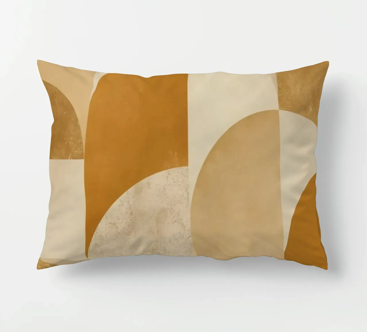 Abstract Geometric Pattern with Circles and Squares in Earth decorative cushion by DesignDoodle