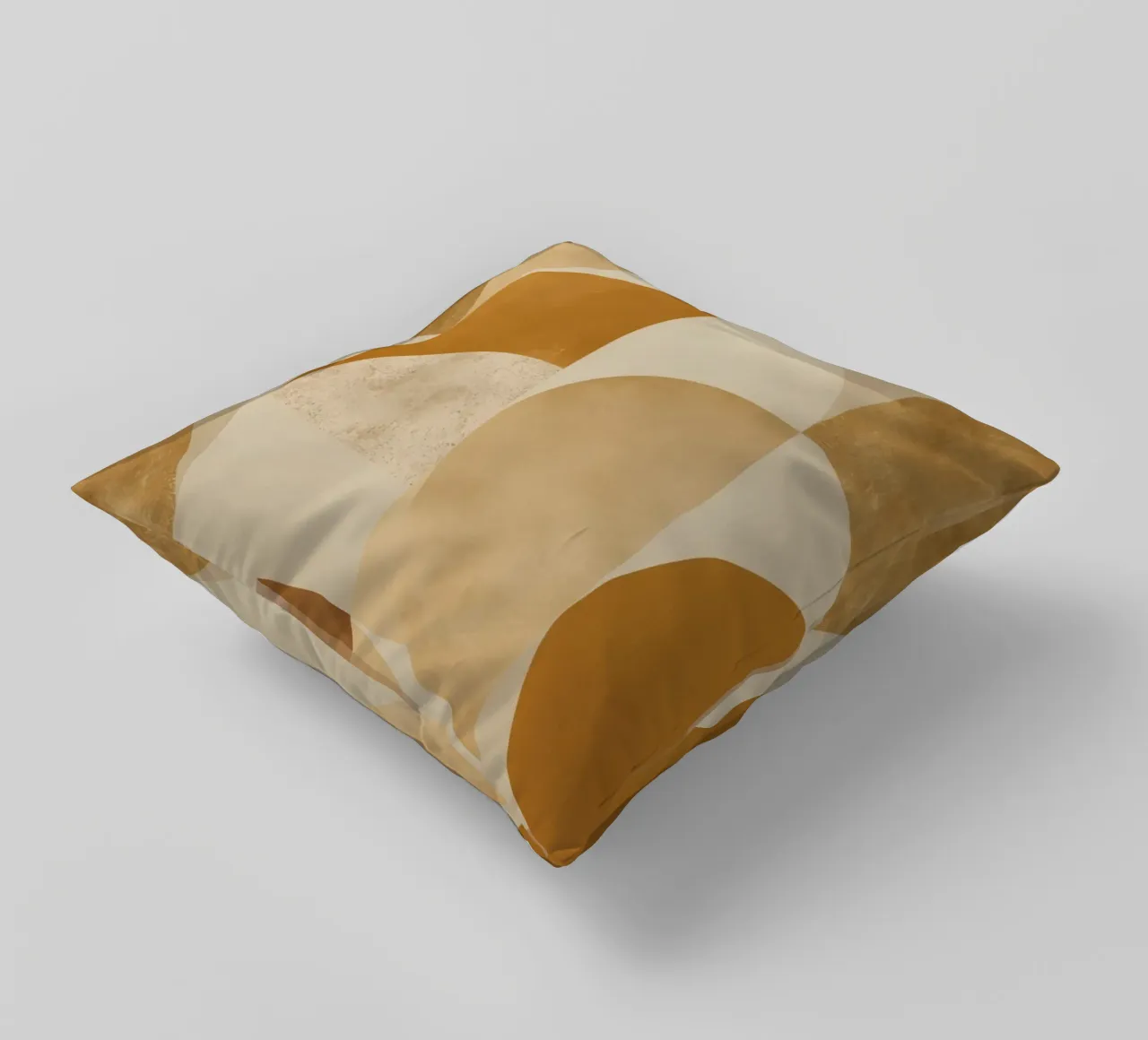 Abstract Geometric Pattern with Circles and Squares in Earth decorative cushion by DesignDoodle