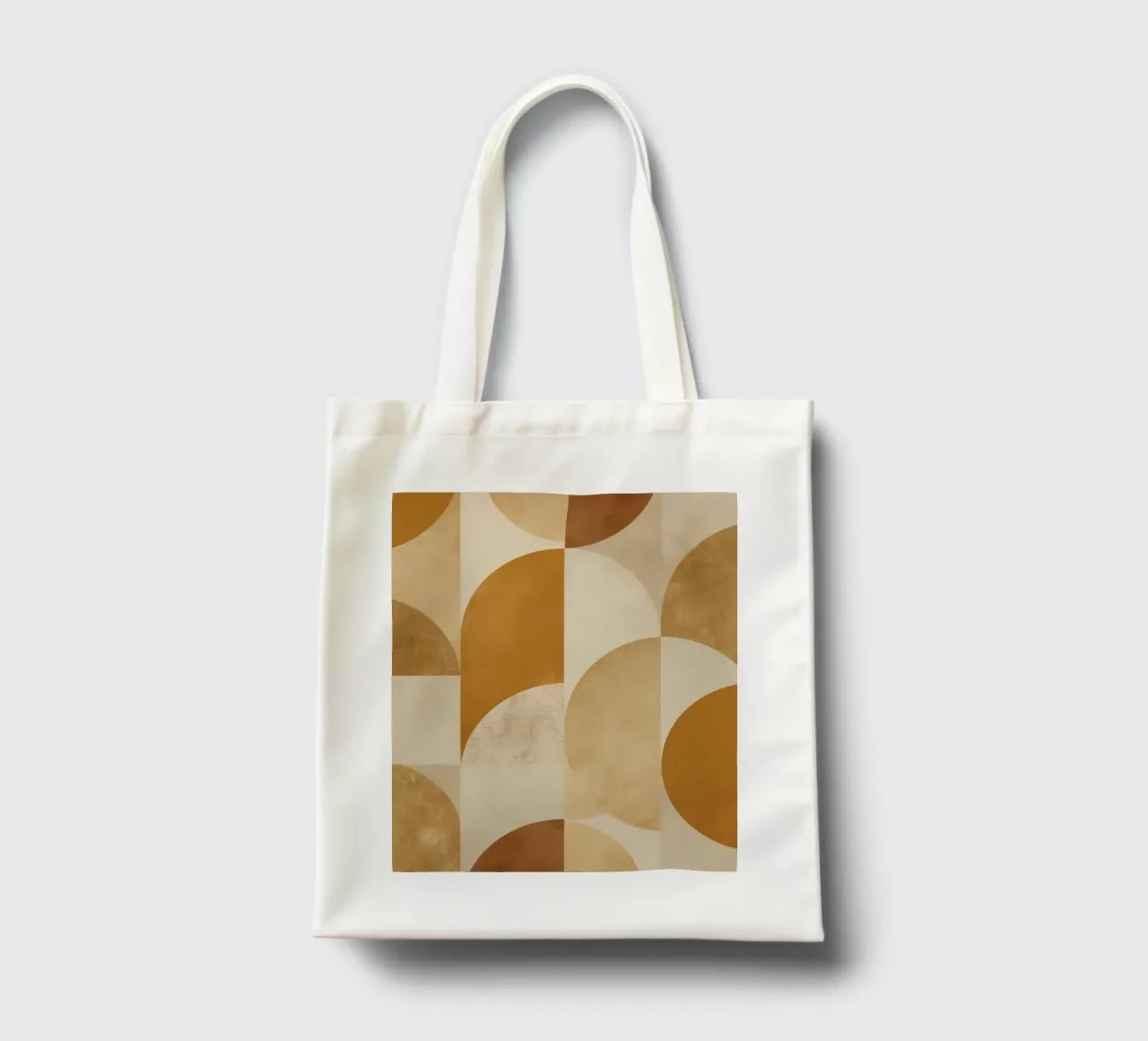 Abstract Geometric Pattern with Circles and Squares in Earth tote bag by DesignDoodle