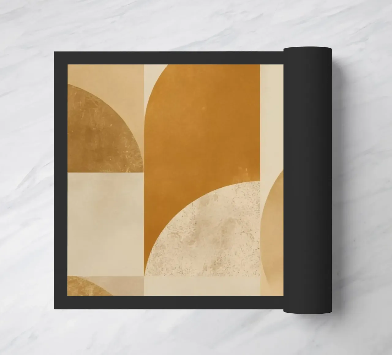 Abstraktes geometrisches Muster mit Kreisen und Quadraten in der Erde Fußmatte von DesignDoodle