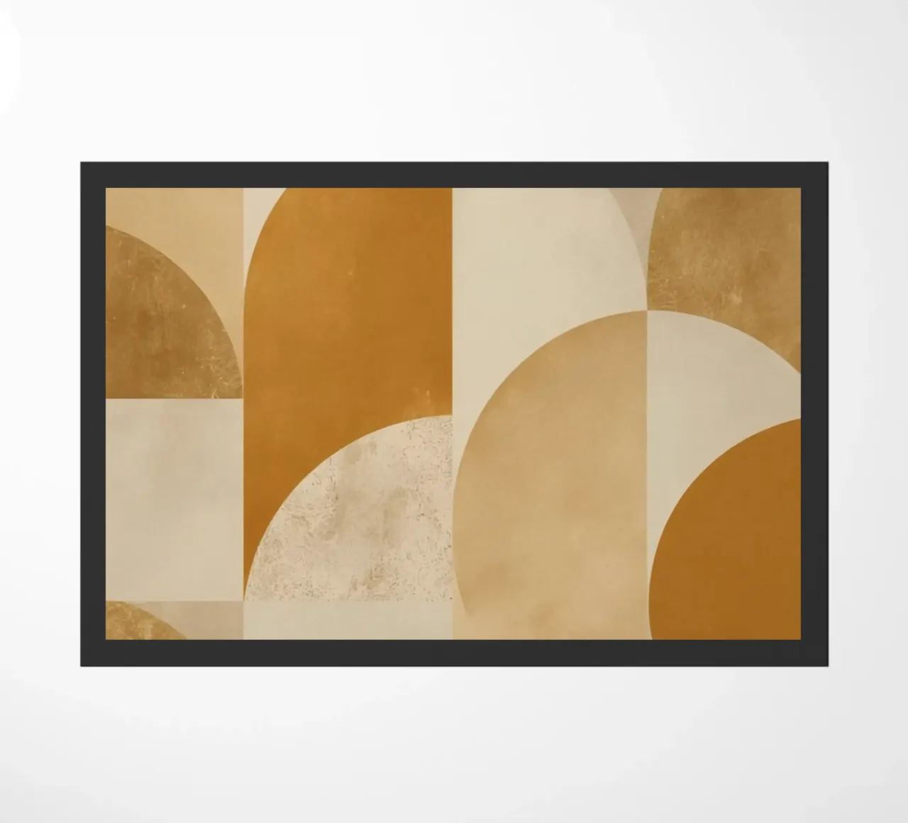 Abstract Geometric Pattern with Circles and Squares in Earth doormat by DesignDoodle