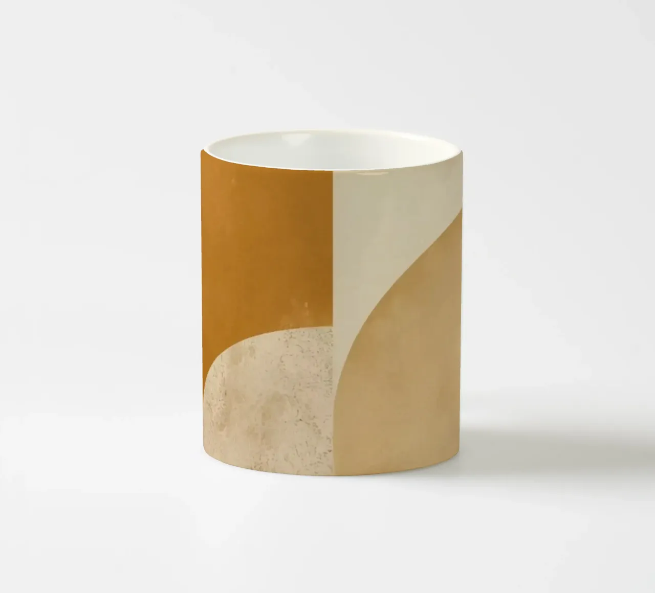 Abstract Geometric Pattern with Circles and Squares in Earth ceramic mug by DesignDoodle
