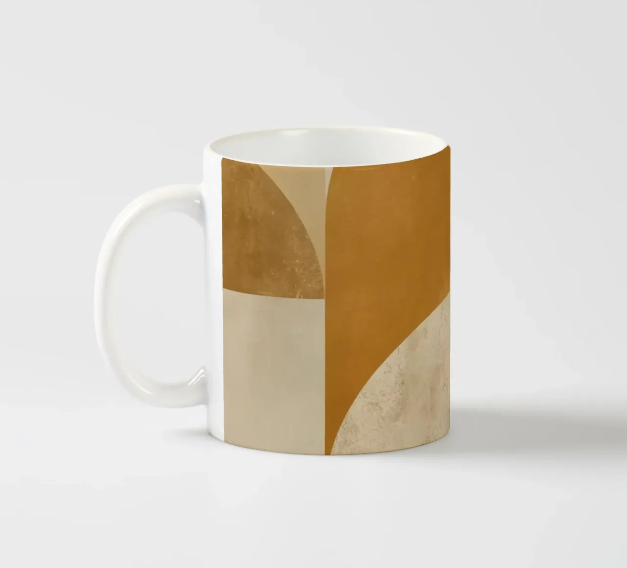 Abstract Geometric Pattern with Circles and Squares in Earth ceramic mug by DesignDoodle