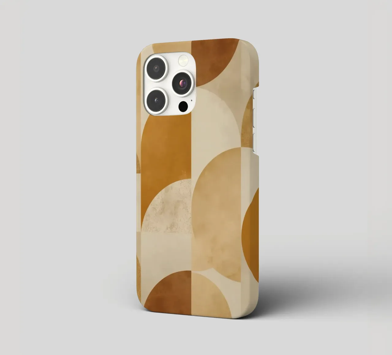 Abstraktes geometrisches Muster mit Kreisen und Quadraten in der Erde iPhone Hülle von DesignDoodle